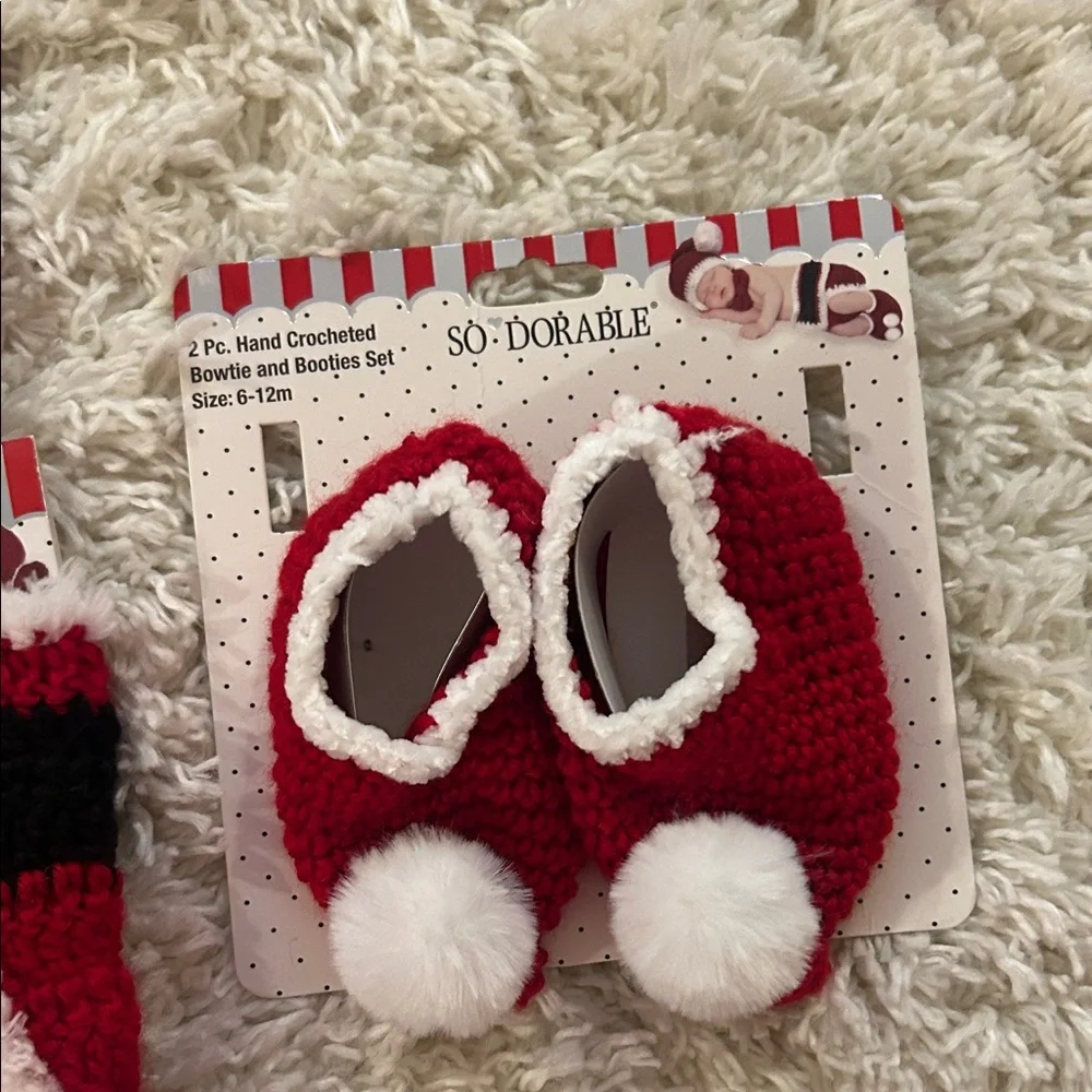 Festive Red and White Baby Accessory Christmas Set